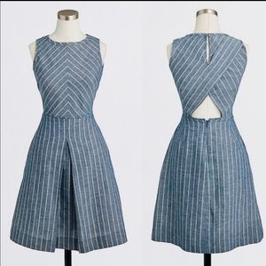 J Crew Factory blue chambray striped dress size 8